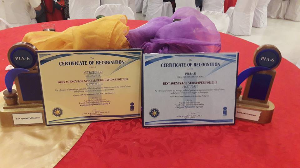 LGU Mina Awarded for Best Newsletter and Special Publication by the Philippine Information Agency